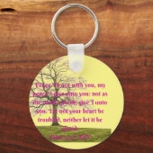 Porte-clés Paix pour le chrétien avec cette citation biblique (Recto)