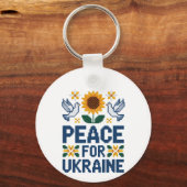 Porte-clés Paix pour l'Ukraine Pixel Folk Art (Recto)