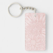 Porte-clés Pale Pink Grunge with Name and Chrysanthemums (Devant)