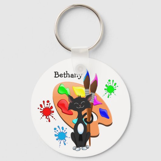 Porte-clés Palette Tuxedo Chat Et Peinture (Recto)