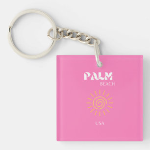 Porte-clés Palm Beach, Art Voyage, Preppy, Rose