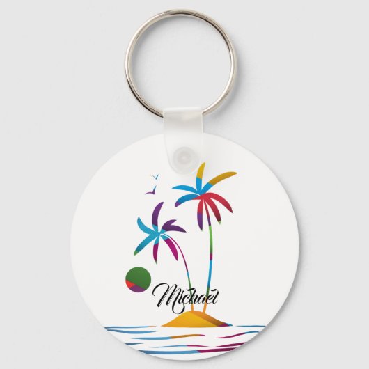 Porte-clés Palm Beach Sunrise tropicale (Recto)