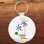 Porte-clés Palm Beach Sunrise tropicale (Recto)