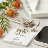 Porte-clés Palm Leaf Gold Parties scintillant Custom Couple N (Devant Droit)