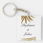 Porte-clés Palm Leaf Gold Parties scintillant Custom Couple N (Devant)