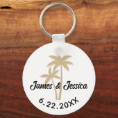 Porte-clés Palm Tree Nom et Date Modèle Mariage Favoriser (Recto)