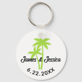 Porte-clés Palm Tree Nom et Date Modèle Mariage Favoriser (Recto)