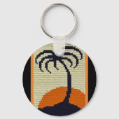 Porte-clés Palm Tree Tropical Sun Black Orange Crochet Imprim (Recto)
