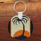Porte-clés Palm Tree Tropical Sun Black Orange Crochet Imprim (Recto)