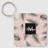Porte-clés Palmes Noir Blanc Tonte Rose Pink Monogramme (Recto)