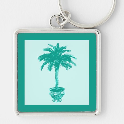 Porte-clés Palmier à pointes - turquoise et aqua (Devant)