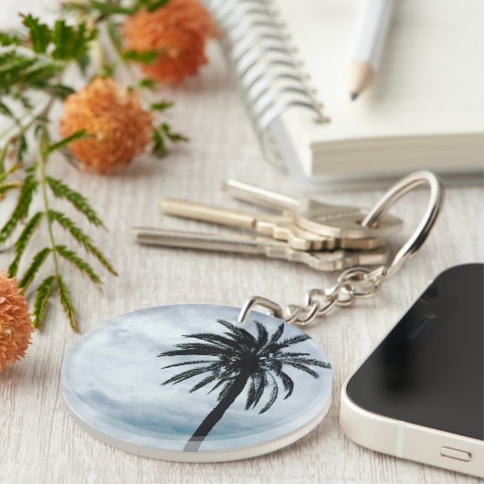 Porte-clés Palmier anneau photo tropicale (Devant droit)