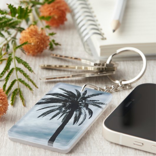 Porte-clés Palmier anneau photo tropicale (Devant droit)