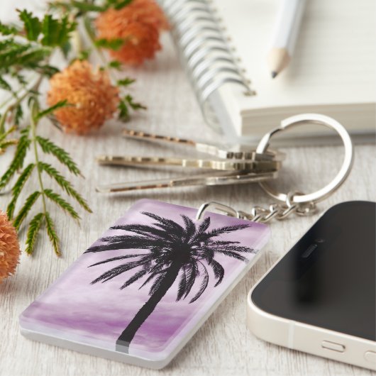 Porte-clés Palmier anneau photo tropicale (Devant droit)