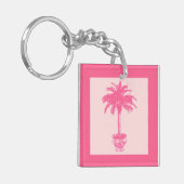 Porte-clés Palmier en pot - nuances de rose corail (Devant gauche)