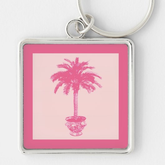 Porte-clés Palmier pointillé - nuances de corail rose (Devant)