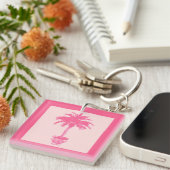 Porte-clés Palmier pointillé - nuances de corail rose (Devant Droit)
