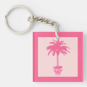 Porte-clés Palmier pointillé - nuances de corail rose