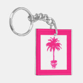 Porte-clés Palmier pointillé - rose fuchsia et blanc (Devant gauche)