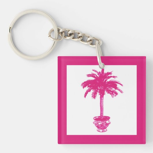 Porte-clés Palmier pointillé - rose fuchsia et blanc (Devant)