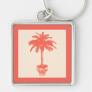 Porte-clés Palmier pointillé - tons corail orange