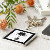 Porte-clés Palmier pointu - noir et blanc (Côté)