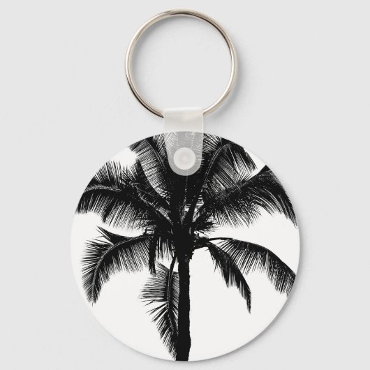Porte-clés Palmier tropicale hawaïenne rétro Silhouette Noir (Recto)