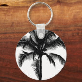 Porte-clés Palmier tropicale hawaïenne rétro Silhouette Noir (Recto)