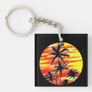 Porte-clés Palmiers de Coco-Coques Couchés De Soleil Hawaïen