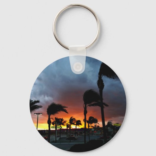 Porte-clés Palmiers se balançant dans la brise au coucher du (Recto)
