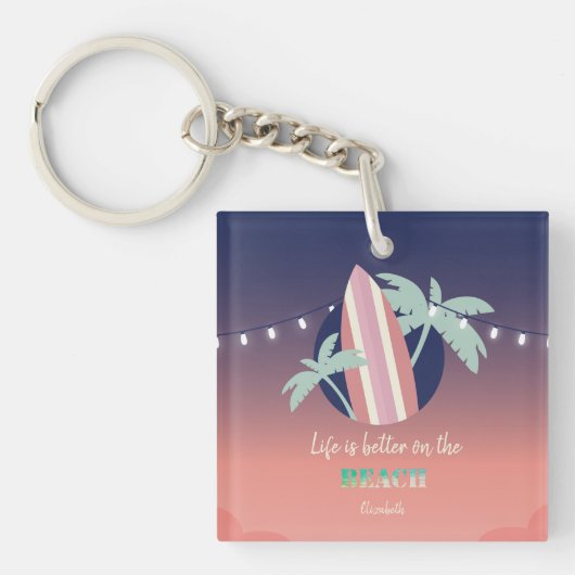 Porte-clés Palmiers, Surf, Plage String Lights (Devant)