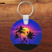 Porte-clés Palmiers tropicaux couchés de soleil (Recto)