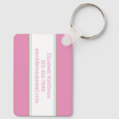 Porte-clés Palmiers tropicaux rose et vert de Preppy Monogram (Verso)