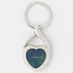 Porte-clés Palmiers vert foncé motif feuille