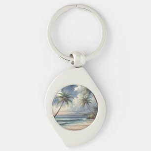 Porte-clés Palmiers Voyage Hawaïen Honolulu Mer Bleue