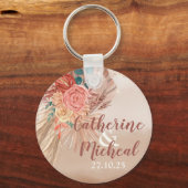 Porte-clés Pampas Grass Floral Terracotta Boho Chic Mariage (Recto)