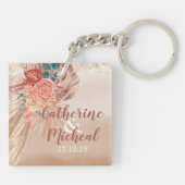 Porte-clés Pampas Grass Floral Terracotta Boho Chic Mariage (Dos)