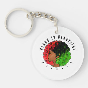 Porte-clés Pan Africaine noire femme rouge vert orgueil afro