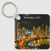 Porte-clés Panama City By Night Aquarelle Peinture Skyline (Recto)