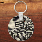 Porte-clés Panama Kuna Indian Mola Pajaro - noir blanc (Recto)