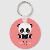 Porte-clés Panda à assise mignonne Monogramme Saumon personna (Verso)