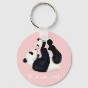 Porte-clés Panda and cub 'Best mum ever' key ring