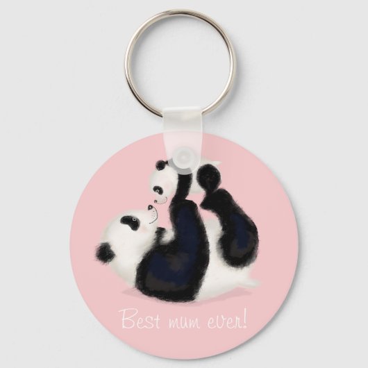Porte-clés Panda and cub 'Best mum ever' key ring (Recto)
