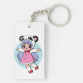 Porte-clés Panda Ange : Adorable Fille d'Anime S'élevant dans (Dos)