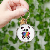 Porte-clés Panda Aquarelle Cute Avec Coeur Arc En Ciel (Main)