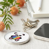 Porte-clés Panda Aquarelle Cute Avec Coeur Arc En Ciel (Côté)