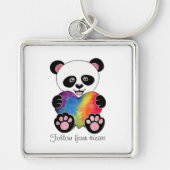 Porte-clés Panda Aquarelle Cute Avec Coeur Arc En Ciel (Devant)