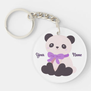 Porte-clés Panda Arc-en-ciel Nœud Personnalisé Nom