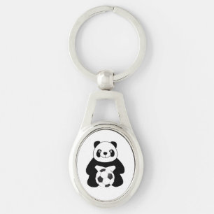 Porte-clés Panda avec un ballon de football