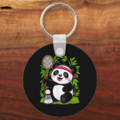 Porte-clés Panda Badminton Exhaussé - Funny mignonne Shuttle (Recto)
